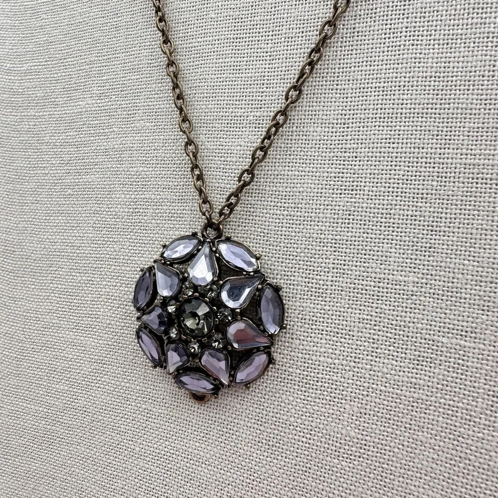 Vintage Y2K Statement Rhinestone Pendant Necklace Women's Classic‎ Jewelry Retro